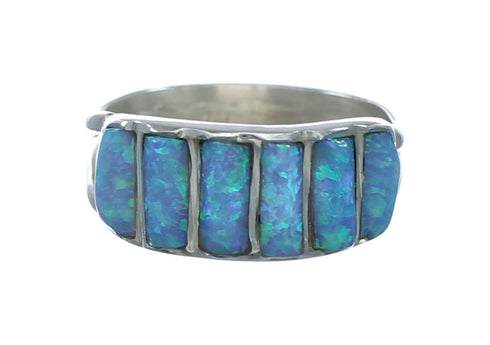 Blue Opal Authentic Sterling Silver Zuni Ring Size 5-3/4 X10577